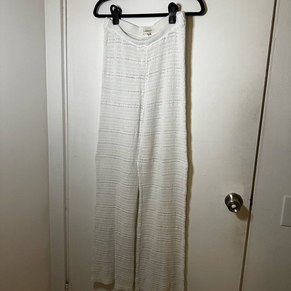 L*Space White Knit Wide Leg Pants